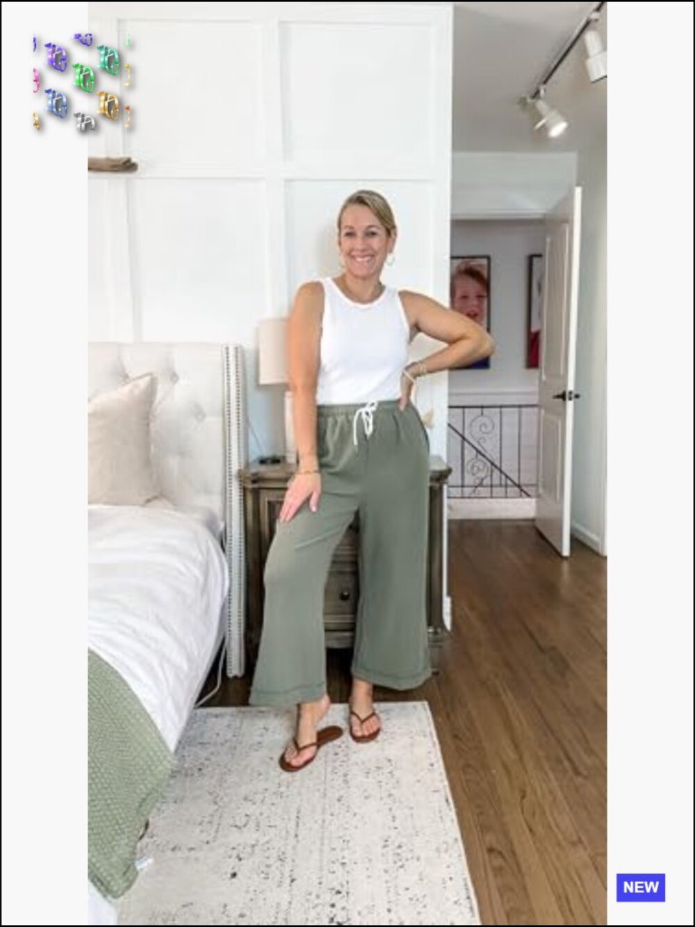 Baggy Wide Leg Palazzo Pants Casual Loose Elastic Drawstring Lounge Trousers - Picture 6 of 7